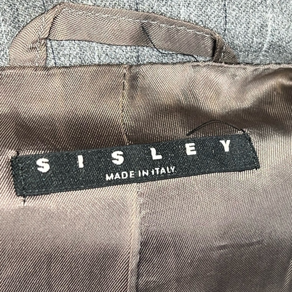Sisley Womens IT 42 Virgin Wool Blazer Gray Pinstripe Suit Jacket US 6 M Italy - Picture 6 of 16